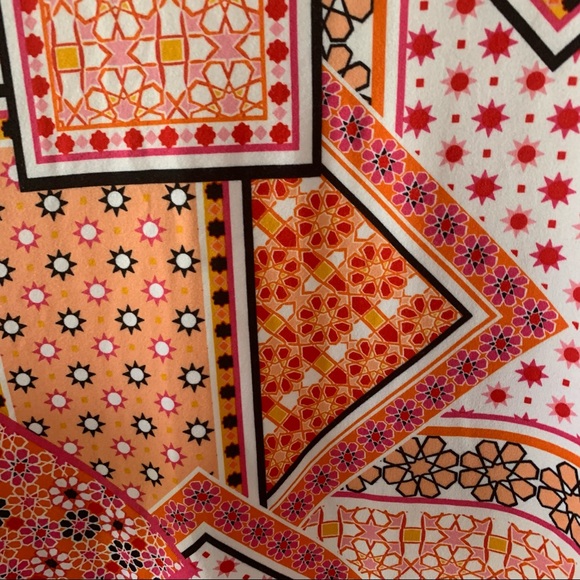 Women’s M CUDDL DUDS Orange Multi Patchwork Like Print S/S Maxi Dress NWOT - Picture 9 of 13